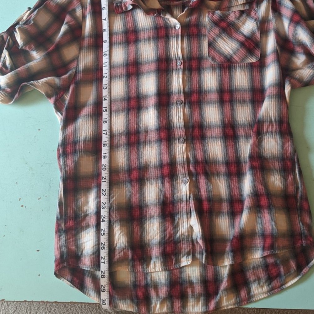 Vince Plaid Button-Down Blouse - Medium - image 6